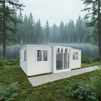 Casa Contenedor Plegable y Expandible de Doble Ala de Ensamblaje Rápido de 20 y 40 pies, Casa Prefabricada para Alojamiento y Base de Camping