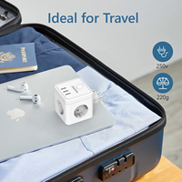 Multiprise murale avec interrupteur, 3 prises, 3 ports USB, adaptateur secteur portable en forme de cube, chargeur pour la maison et les voyages