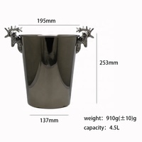 Seau à glace classique Nuobaichen 5L en acier inoxydable avec tête de cerf - Étanche et facile à nettoyer, conception durable pour les fêtes de vin/bière