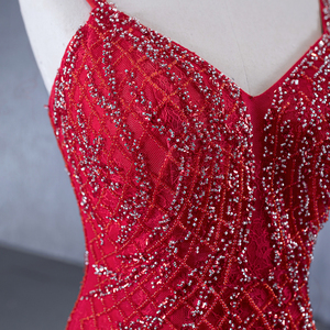 Luxury <b>Red</b> Long Mermaid Evening Dresses Party Plus Size Beaded Dinner Celebrity Prom Formal Evening Gowns Dresses Rsm231142 - Product Image 2