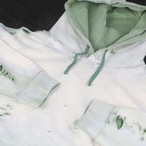 Vente en gros de sweats à capuche vintage pour hommes, déchirés, personnalisés, à fermeture éclair, double couche, streetwear, effet usé - Product Image 5