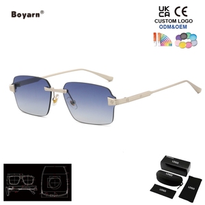 Gafas de Sol Cuadradas Clásicas Sin Montura Boyarn Fashion para Hombre, Gafas de Sol Modernas de Lujo para Mujer, Logotipo Personalizado, Lentes de Sol de Alta Calidad - Product Image 4