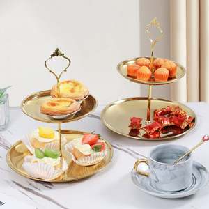 Tempat Pajangan Kue & Cupcake Dekoratif Bertingkat untuk Pesta Pernikahan Ulang Tahun, Tempat Dessert dari Baja Tahan Karat - Product Image 2