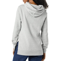 Sweat à capuche gris clair pour femme, hiver, avec fente latérale, en molleton de coton chiné tissé Dobby, coupe professionnelle, coupe-vent, avec badge, OEM/ODM