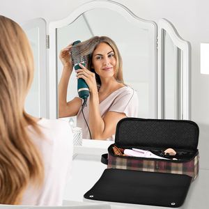 Classic Tartan Checkered Cosmetic Bag with Zipper Closure and Soft Handle Medium Capacity Makeup Pouch Portable Design - Product Image 5