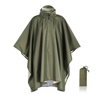 Sac à dos réutilisable léger en tissu ripstop, imperméable, en polyester, veste de pluie camouflage d'urgence pour hommes