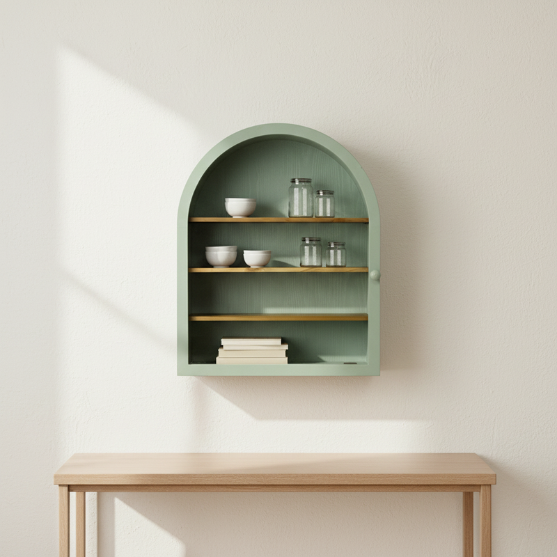 Classic Wood Wall Cabinet With Glass