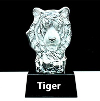 Haute qualité Personnalisable Animal Sculpture Cristal Trophée Personnalisé Cristal Trophée Ornement Animal Tête Statue