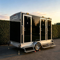 Remolque de Baño Portátil de 3 Cabinas Estilo Canadiense con Aire Acondicionado, Remolque de Baño de Lujo Moderno de Fibra de Vidrio en Venta
