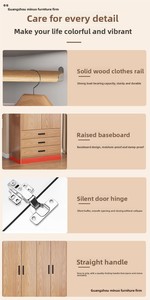 Armoire en bois Dongmajiaju, style minimaliste moderne, pour chambre à coucher, petit appartement, montage simple, porte plate, meuble autoportant pour la maison - Product Image 5