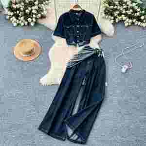 Ensembles décontractés d'été pour femmes : Crop top et ensemble en jean taille haute – Vente en gros - Product Image 2