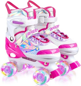 Patins à roulettes pour enfants, respirants et confortables, à double rangée, avec coque en PU, roues lumineuses sirène, pour filles débutantes, résistants aux chutes - Product Image 6