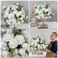 Arrangements floraux artificiels pour table de mariage, roses blanches et bleues, décoration florale, centre de table de mariage, boule de fleurs