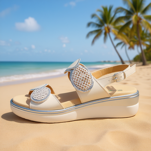 Sandalias de Plataforma Blancas de Cuero para Mujer, Zapatos Cómodos de Verano a la Moda - Product Image 3