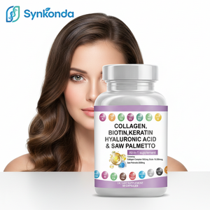 Cápsulas de Suplemento de Belleza Todo en Uno Synkonda <span class=keywords><strong>con</strong></span> Colágeno Vegano, Biotina, Saw Palmetto y Ácido Hialurónico para Cabello, Piel y Uñas, <span class=keywords><strong>Bloqueador</strong></span> de DHT, 90 Unidades - Product Image 1