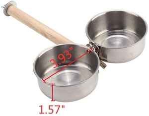 Kuş levrek ile besleyici bardaklar kaseler paslanmaz çelik ile kokusuz tutucu askı dışında dayanıklı su gıda dağıtıcı - Product Image 4