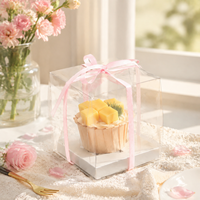 Boîte à gâteau carrée en PET avec plateau inférieur de 3,7 pouces, emballage de présentation pour cupcakes et mousses
