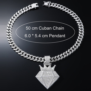 Nuevo Collar de Cadena Cubana Miami con Colgante de Corona Grande con Diamantes de Imitación, Estilo Hip Hop, Joyería, Regalo - Product Image 5