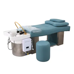 2023 Nuevo diseño Fábrica Salón Lavado de cabello silla de masaje champú cama spa cabeza terapia de agua circulación champú cama