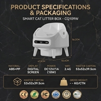Caja de Arena Inteligente para Gatos con Sensor de Movimiento y Autolimpieza, Anti-Pellizcos, 11 Protecciones de Seguridad, Control por APP, Diseño Abierto, 8L, Fácil Limpieza, Multifuncional