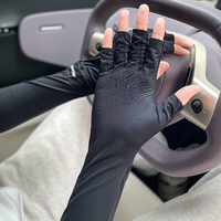 Mangas de brazo de protección solar Anti UV con pantalla táctil de hielo de enfriamiento de verano unisex con guantes de medio dedo
