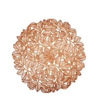 Napperon rond en PVC BOEN écologique de 38 cm avec motif feuille estampé à chaud pour les repas de fêtes, la maison, l'hôtel et les restaurants