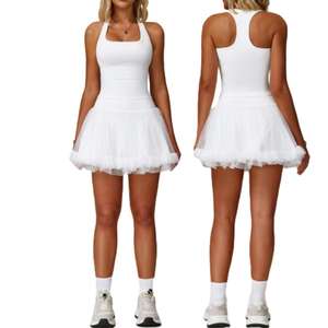 女性用2ピーステニススカートヨガハイウエストクイックドライバットリフティングランニングジムフィットネストレーニングアスレチックスポーツウェアセット - Product Image 2