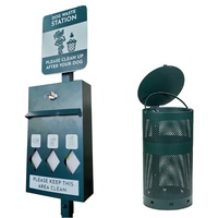 Station de collecte des déchets pour animaux de compagnie Flash Furniture Kessler avec distributeur de sacs, flacon de désinfectant et poubelle