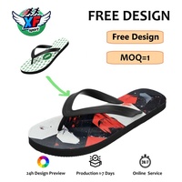 Sandal Jepit Custom Grosir Merah Hitam Putih Motif Grafiti Sol EVA Lembut Desain Personal Sandal Pantai Mandi