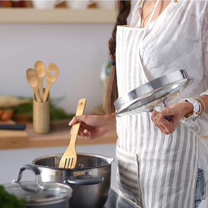 Juego de utensilios de madera de teca natural para cocina antiadherente de bambú personalizado, espátula para cocinar, 8 Uds. - Product Image 4