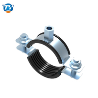 Collier de serrage pour tuyau UTT61 en acier au carbone électrogalvanisé avec revêtement en caoutchouc, amortisseur de chocs pour conduites d'eau CVC