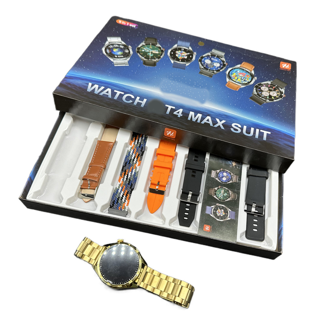 Watch4 Pro Suit 8 in 1 Set 7 Straps 1.5 Inch Round Smart Watch BT Music Call Fitness Tracker Heart Rate Smartwatch
