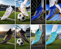 Chaussures de football à tige haute en maille avec semelle en caoutchouc pour hommes, idéales pour les terrains synthétiques