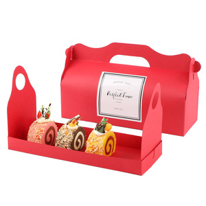 Red paper cake roll packaging box taking away packaging boxes