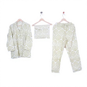 Conjunto de Salón de 2 Piezas para Mujer, Marca Wooden Craft India, Estampado Geométrico, Manga Larga, Corte Regular, 100% Algodón, Secado Rápido, Primavera - Product Image 1