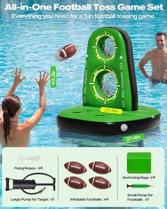 Bestseller <b>Inflatable</b> Football Toss Target <b>Pool</b> Game with 4 Water Footballs 2 Pumps Stable Base Floating Water Game <b>for</b> Kids - Product Image 3
