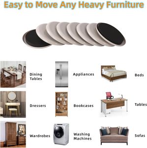 Patins de meubles, glisseurs autocollants, coussinets de déplacement pour tapis, protecteurs de pieds de chaise, coussinets de pieds, glisseurs en PTFE pour l'extérieur - Product Image 4