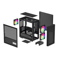 Boîtier PC Gamer DeepCool CH360 LIMITED, flux d'air élevé, ventilateurs ARGB en mesh, refroidissement liquide 360 mm, verre trempé, affichage numérique Type-C