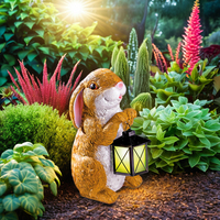 Lanterne de jardin solaire fluorescente en résine en forme de lapin de Pâques, décoration de jardin, ornement de pelouse, cadeau de jardin, sculpture