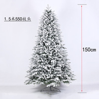 Sapins de Noël artificiels réalistes floqués en PE avec flocons de neige, de 1,5 m, 1,8 m et 2,1 m, personnalisables pour l'intérieur, vente en gros directe usine