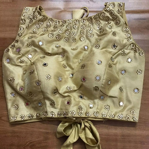 Grand Celebration Fully Stitched Back Open Crop Top Winter Wedding <b>Blouse</b> with Woven Fabric - Product Image 1