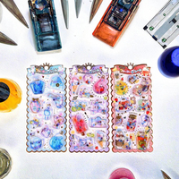 Autocollants Kawaii Magic Water Bottle Shaker - Autocollants 3D mignons à paillettes liquides et gonflés pour le journaling et les loisirs créatifs