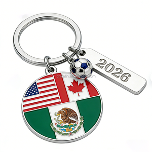 2026 Custom Metal United States Canada Keyring Football Sport Theme Souvenir Keychain Ring in Bulk