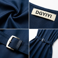Robe midi drapée en lyocell et rayonne tissée 520 GSM personnalisée pour femme, avec ceinture, col montant, élégante pour le bureau, poches discrètes, grandes tailles S à 5XL