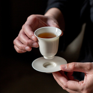 Apricot White Porcelain <b>Tea</b> Cup Cylinder Shape Dehua Handmade Kung Fu <b>Tea</b> <b>Set</b> Master Cup For Home Use - Product Image 3