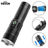 Senter Laser Putih Zoom Fokus Tipe C Dapat Diisi Ulang dengan Power Bank dan Tampilan Baterai Senter Genggam