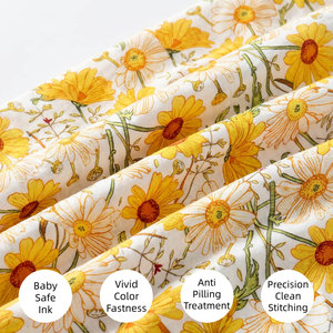 Couverture d'emmaillotage personnalisée en mousseline de coton de bambou GOTS pré-lavée, motif floral bohème, couverture de sécurité, tapis à langer ultra-absorbant - Product Image 3