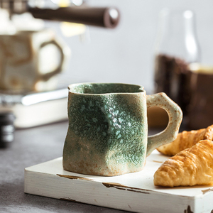 แก้วกาแฟเซรามิคทรงแปลกตาทำมือ สไตล์เรโทร สำหรับร้านกาแฟ - Product Image 6