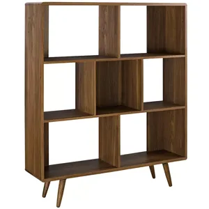 Libreria, libreria geometrica in legno con portaoggetti 7 cubi, esposizione ripiani sfalsati con spazio aperto per camera studio Book case - Product Image 2