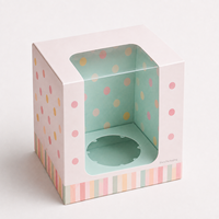 Boîte à cupcake individuelle personnalisée avec fenêtre transparente et insert en carton pour pâtisserie, donuts, biscuits, desserts, emballage pour mariage ou fête